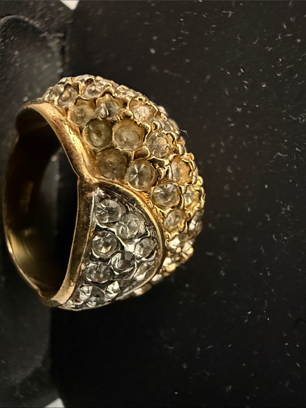 Gold-Tone Pavé Crystal Dome Ring - Women's Fashion Jewelry